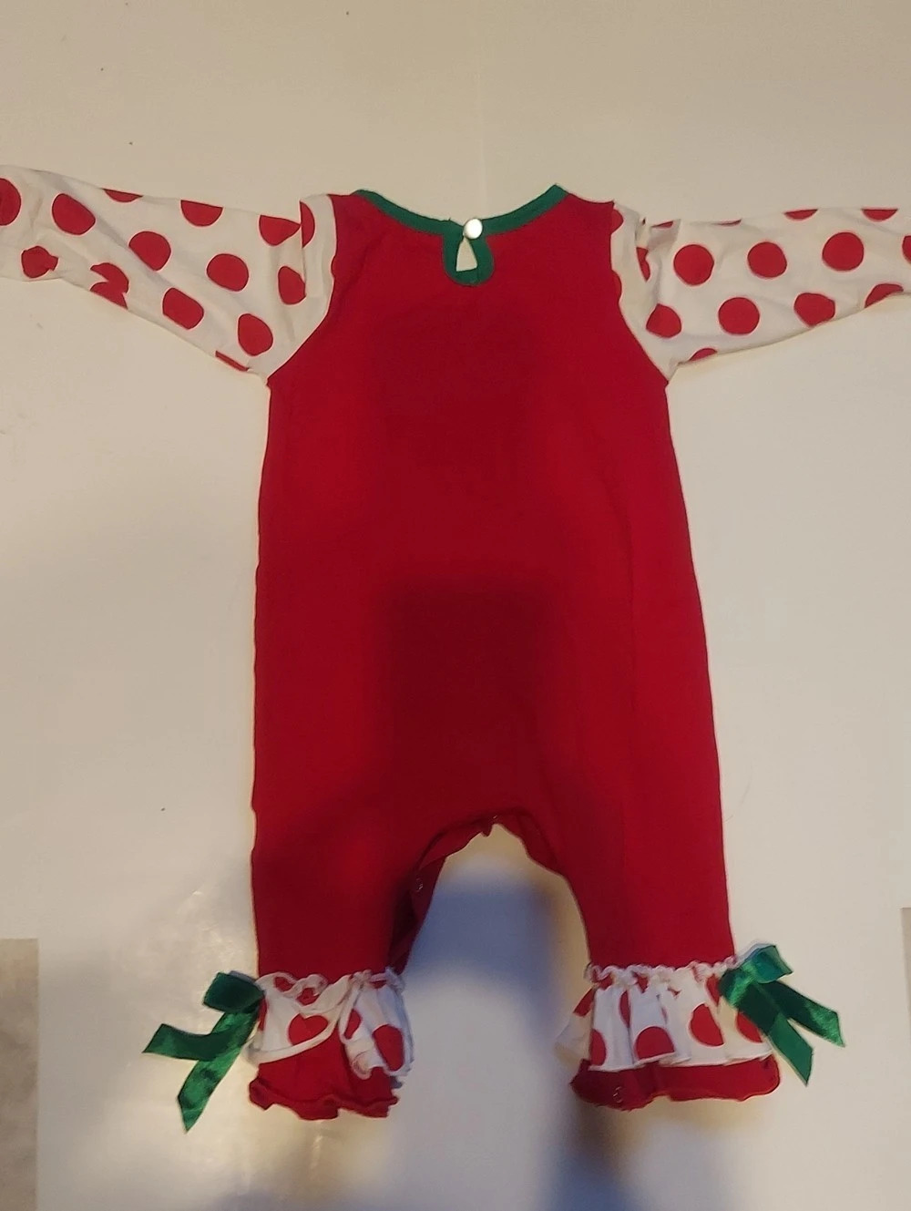 Marie Nicole Reindeer Footie Red & White Onsie - Picture 2 of 6